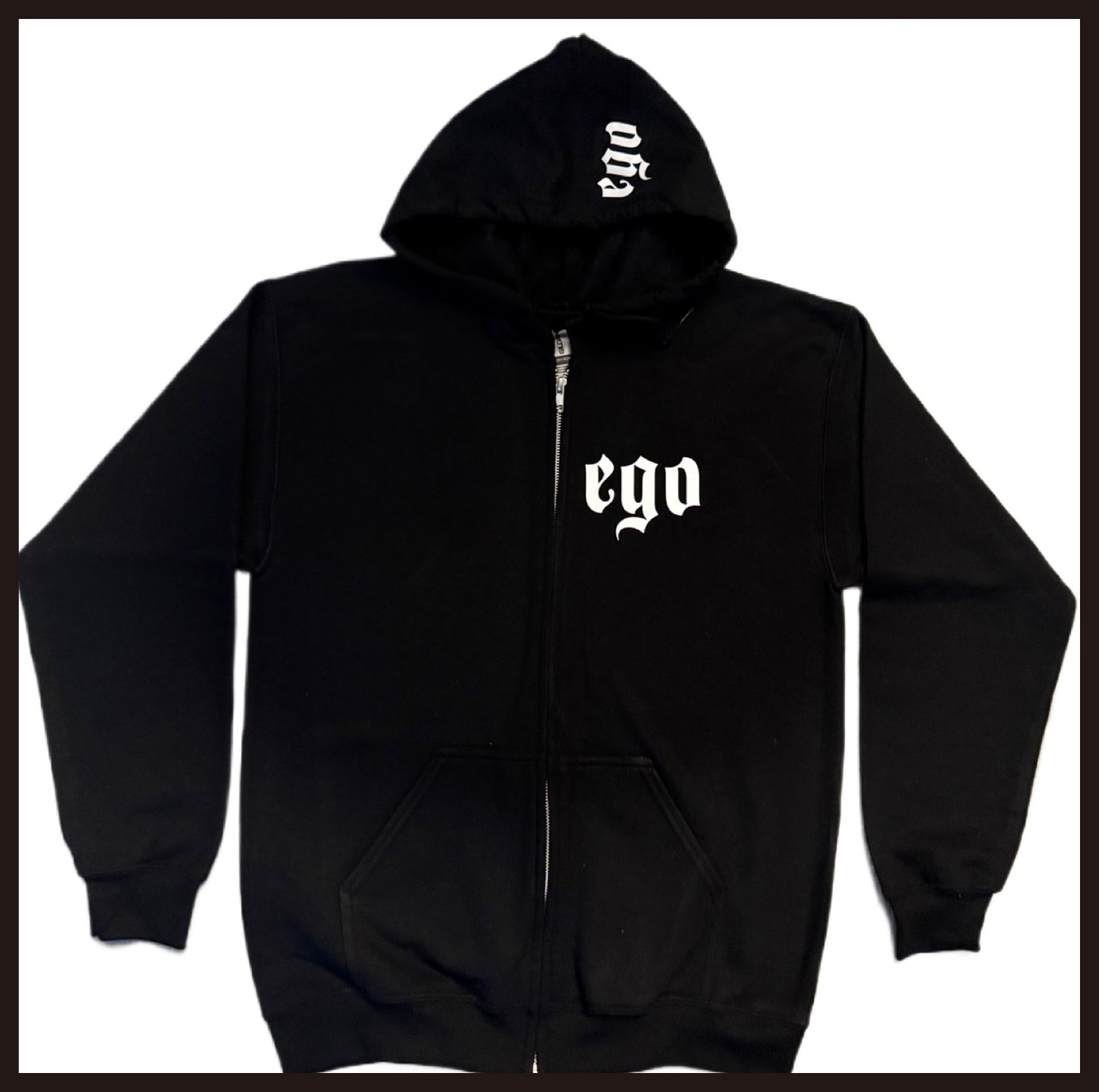 Black and White Zipper Ego Hoodie