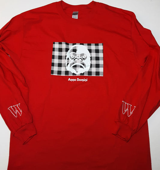 Apollo - Red, Black, and White Tablecloth Long Sleeve T-Shirt