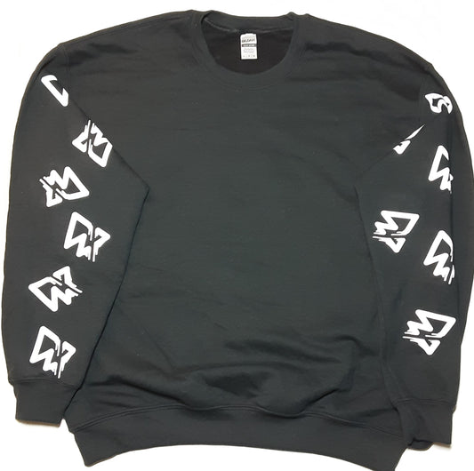 Wizzy Wig Black and White Sleeve Logo Print Sweater